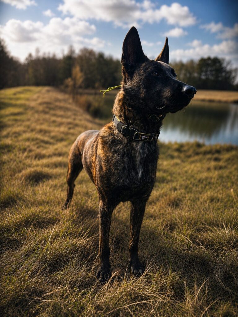 Close-up portrait of a Dutch Shepherd sport and protection dog